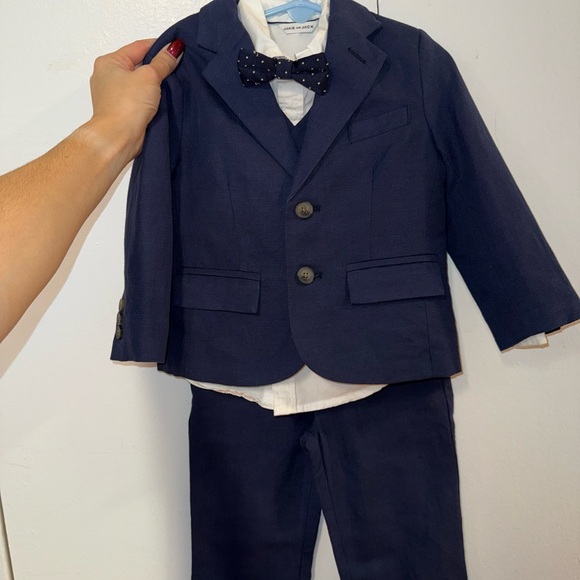 Janie and Jack Special Occasion baby boy 5 piece linen suit 18-24 months - Picture 2 of 6